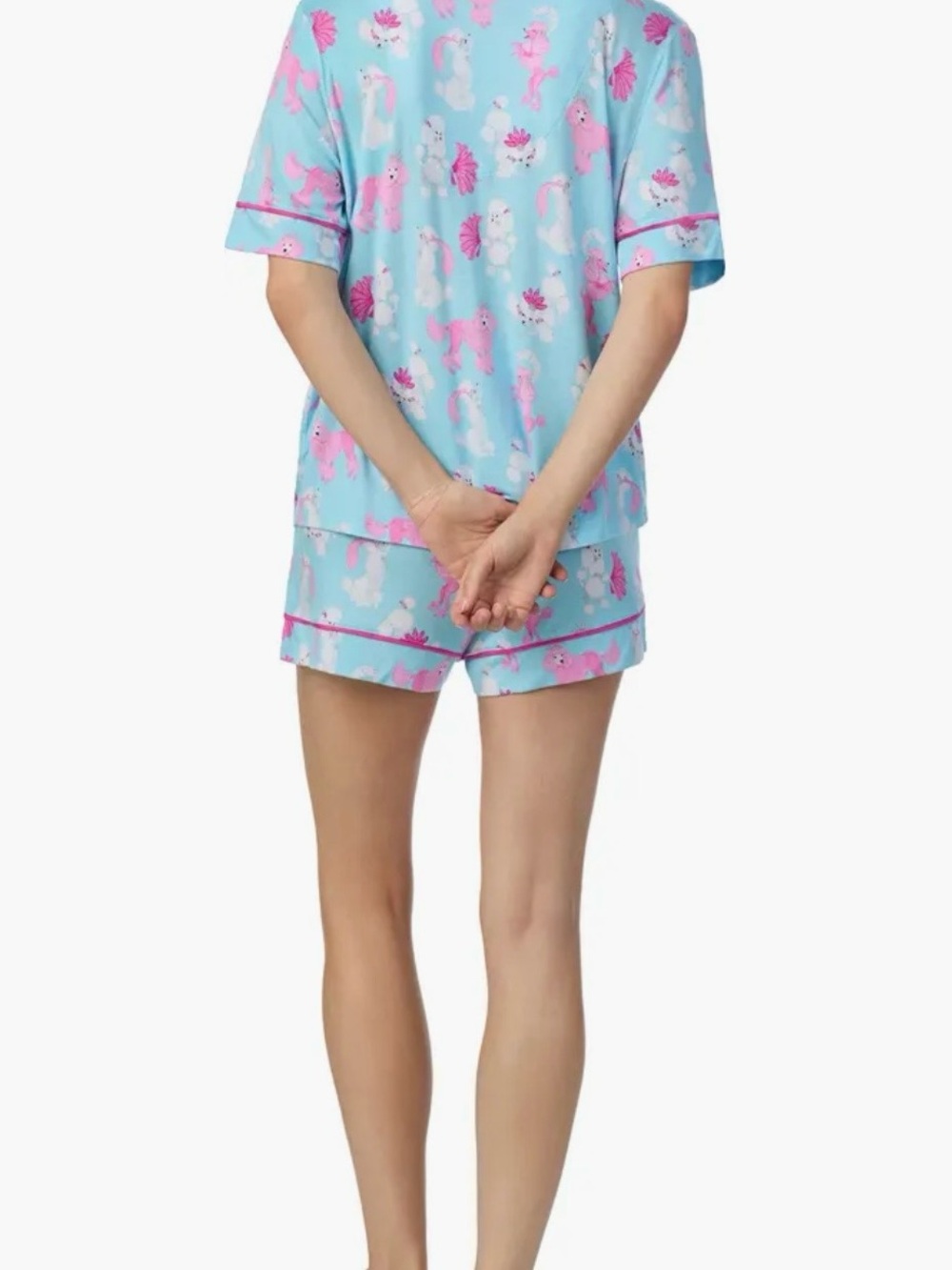 Room Service Pastel Blue & Pink Poodle Pajama set with shirt sleeves M NWT $64 - Picture 3 of 8